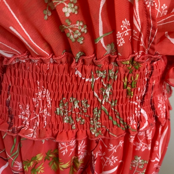 Kate.Lily Orange v-neck Tiered ruffled Summer Tropical maxi dress. Sz14 - Picture 4 of 16